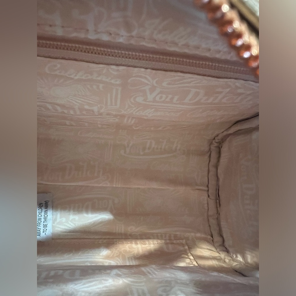 VON DUTCH ROSE GOLD REFLECTIVE BOWLING BAG w/ box, dusk bag, and crossbody strap - Picture 5 of 8